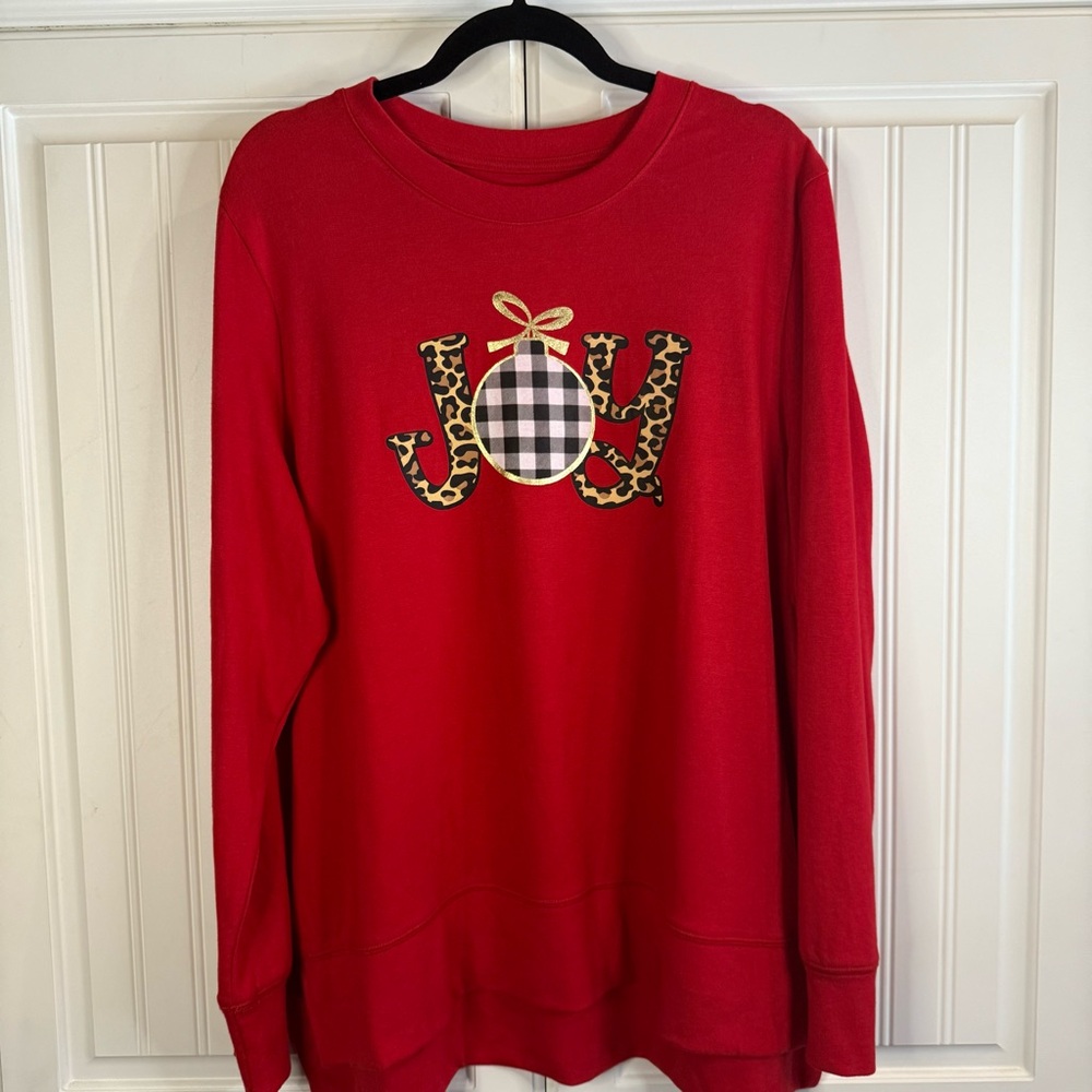 Holiday Time Red “JOY” Long Sleeve Sweatshirt – XXL